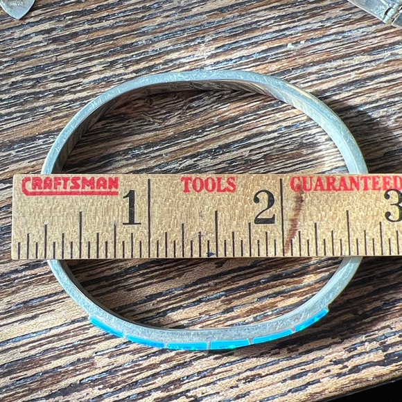 Vintage Mexico Blue Opal collar necklace & 925 blue opal hinged bracelet - Picture 12 of 13